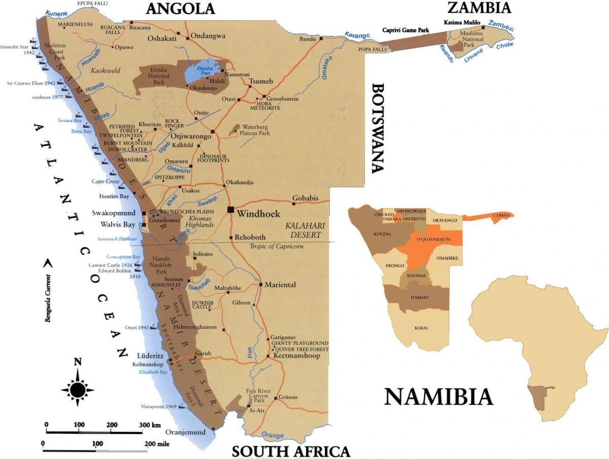 Kaart van Namibië skillsmap
