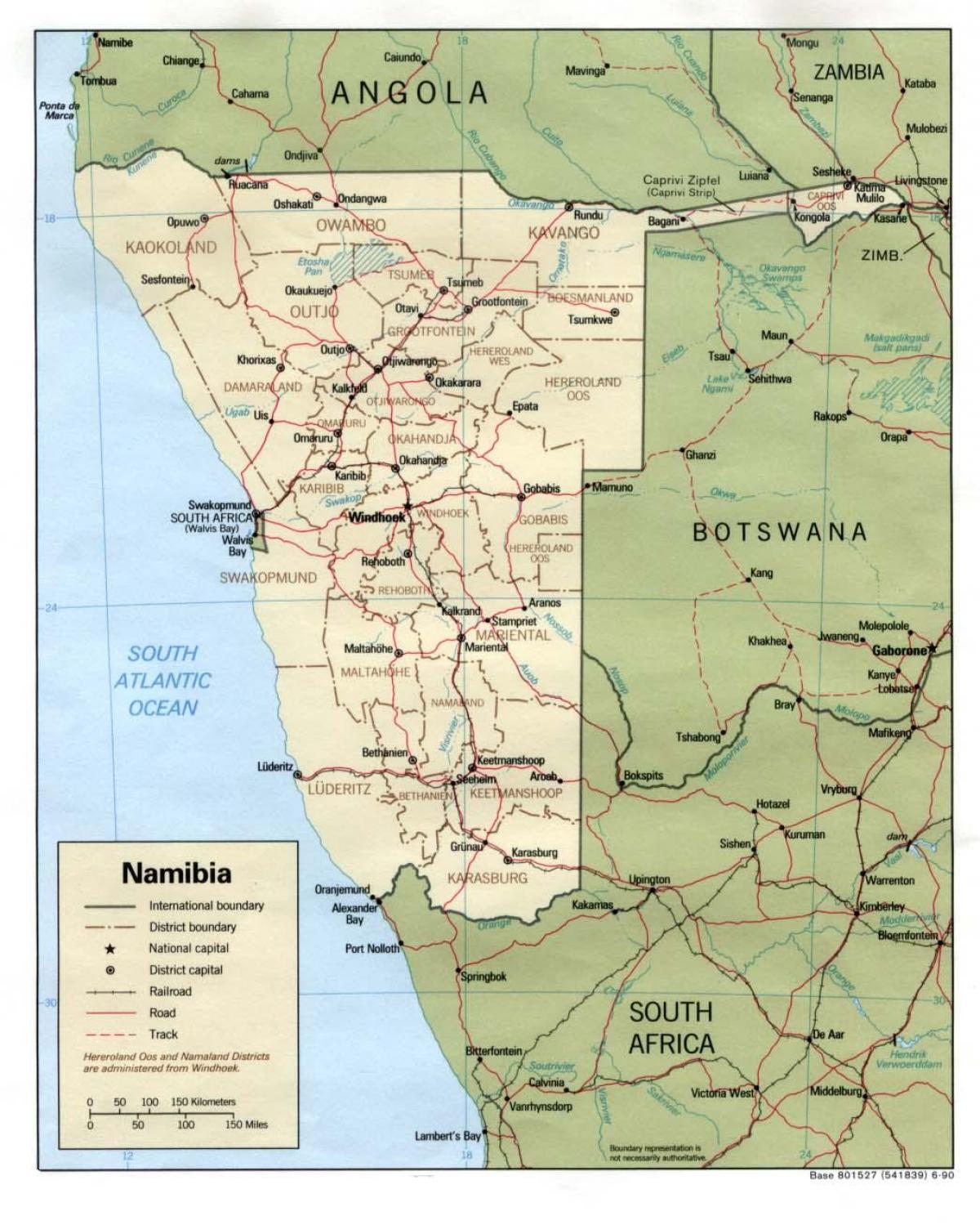 Namibian kaart met alle steden