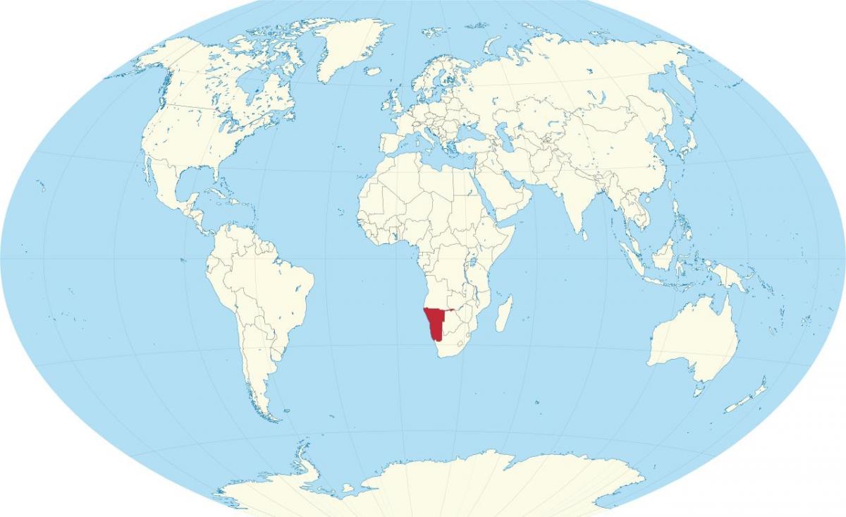 Namibië locatie op de kaart van de wereld