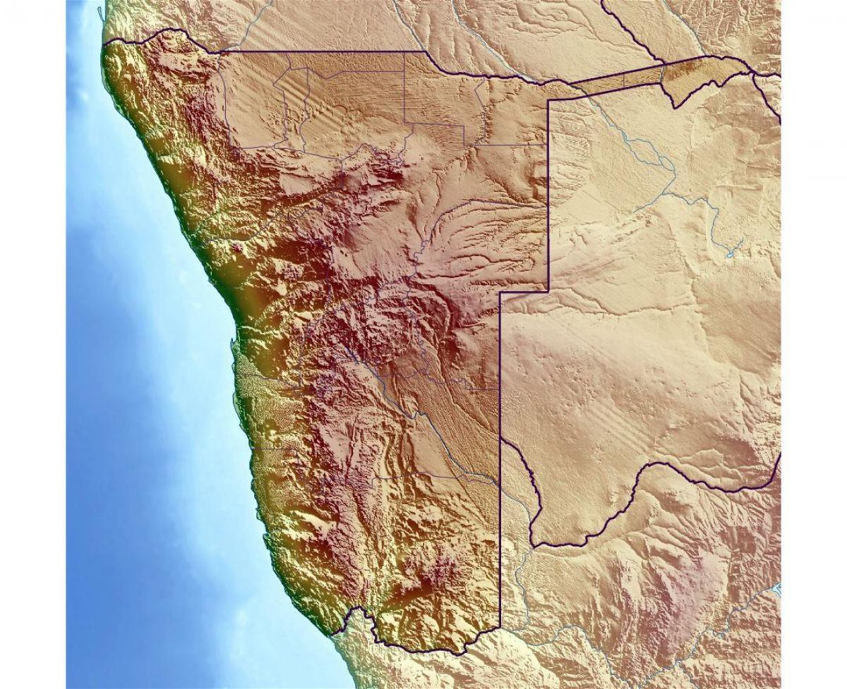 Kaart van Namibië topografische